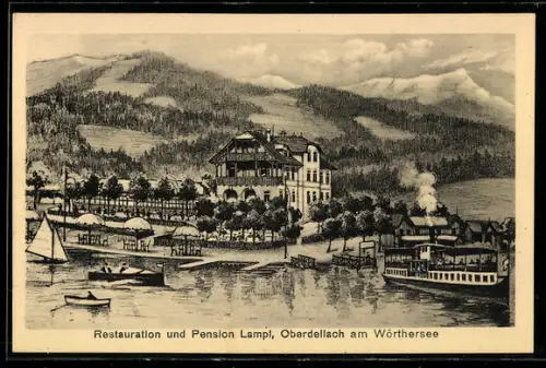 AK Maria Wörth, Oberdellach am Wörthersee, Restaurant und Pension Lampl, Bes. Georg Tscheber