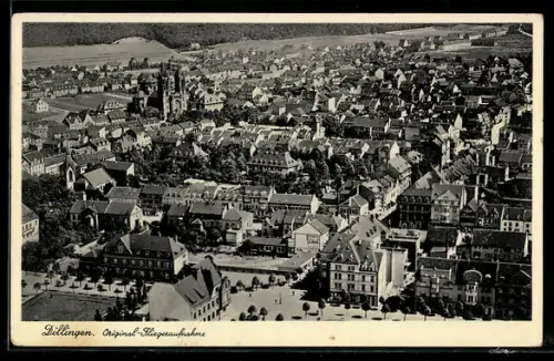 AK Dillingen, Ortsansicht, Flugzeugaufnahme