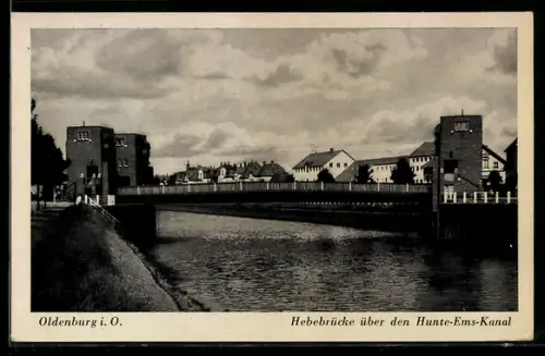 AK Oldenburg i. O., Hebebrücke über den Hunte-Ems-Kanal, 