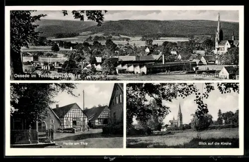 AK Oesede im Teutoburger Wald, Gesamtansicht, Partie am Thie, Blick auf die Kirche