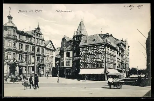AK Mainz am Rhein, Liebfrauenplatz mit Hotel zur Stadt Frankfurt