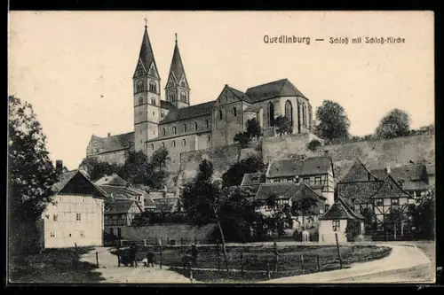 AK Quedlinburg, Schloss mit Schloss-Kirche