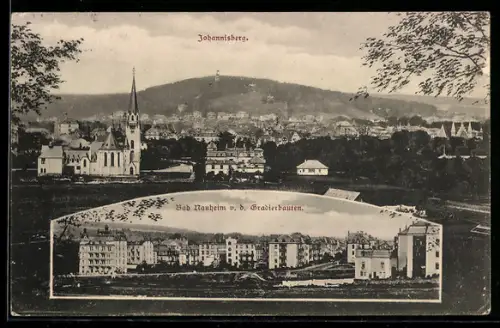AK Bad Nauheim, Ansicht von den Gradierbauten, Johannisberg, Ortsansicht