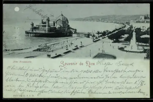 Mondschein-AK Nice, Jetée Promenade