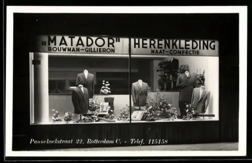 AK Rotterdam, Schaufenster vom Herrenbekleidungsgeschäft Matador