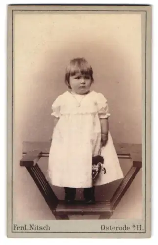 Fotografie Ferd. Nitsch, Osterode a/H., Neue Strasse, Kleinkind im weissen Kleid