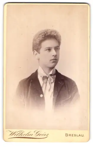 Fotografie Wilhelm Geier, Breslau, Schweidnitzerstrasse 16/18, Porträt eines jungen Mannes