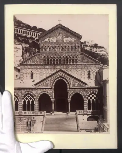 Fotografie G. Sommer, Napoli, Ansicht Amalfi, Cattedrale, Aufgang zur Kathedrale, Grossformat 24 x 29cm