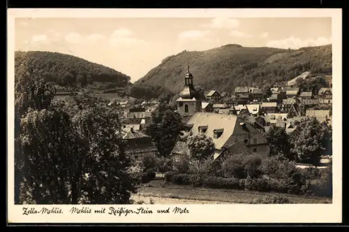 AK Zella-Mehlis, Mehlis mit Reissiger Stein und Metz