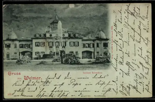 Mondschein-AK Weimar, Schloss Belvedere
