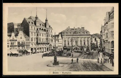 AK Bonn, Marktplatz mit Strassenbahn