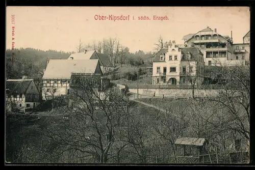 AK Ober-Kipsdorf i. sächs. Erzgeb., Ortsansicht mit Villa