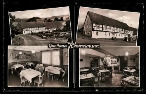 AK Obermeiser /Hofgeismar, Gasthaus Himmelmann, Inh. Erna Sippel, Aussen- und Innenansichten