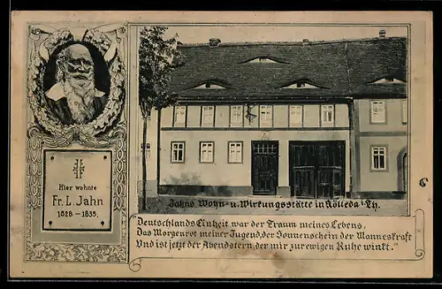 AK Kölleda i. Thür., Jahns Wohn- und Wirkungsstätte, Fr. L. Jahn