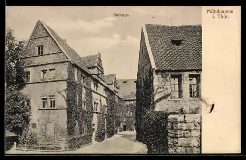 AK Mühlhausen i. Thür., Blick zum Rathaus