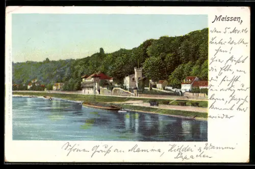 AK Meissen, Flusspartie im Ort
