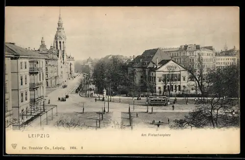 AK Leipzig, Am Fleischerplatz mit Strassenbahn