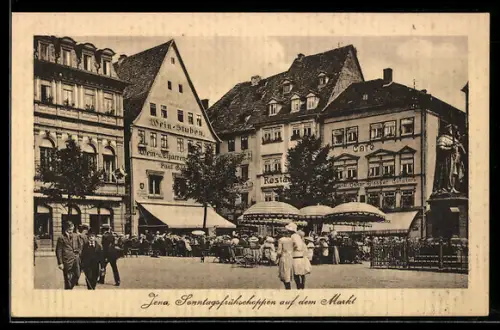 AK Jena, Sonntagsfrühschoppen auf dem Markt, Cafe und Weinstube