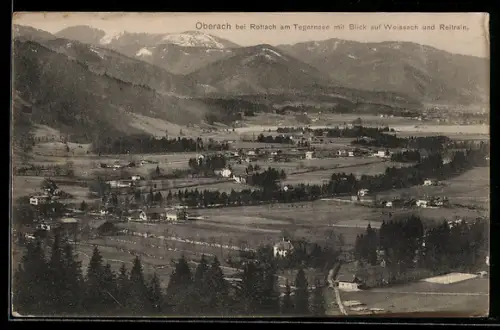 AK Oberach bei Rottach am Tegernsee, Blick auf Weissach und Reitrain