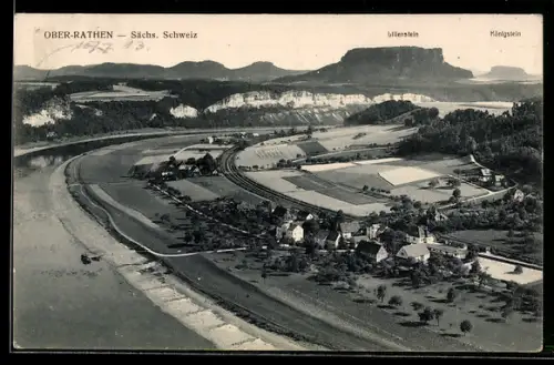 AK Ober-Rathen /Sächs. Schweiz, Lilienstein, Königstein, Elbtal