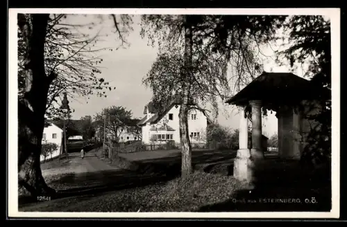 AK Esternberg /O.Ö., Dorfansicht mit Kirche und Wegkapelle