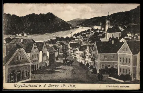 AK Engelhartszell a. d. Donau, Ortsansicht mit Kirche und Donau