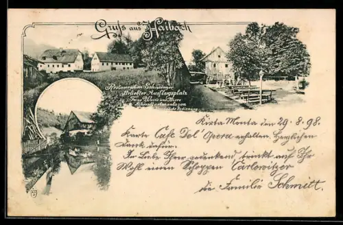 AK Haibach, Restaurant Scharinger und Häuser am Fluss