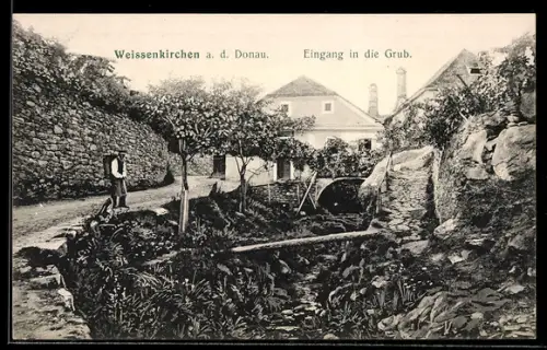 AK Weissenkirchen a. d. Donau, Eingang in die Grub