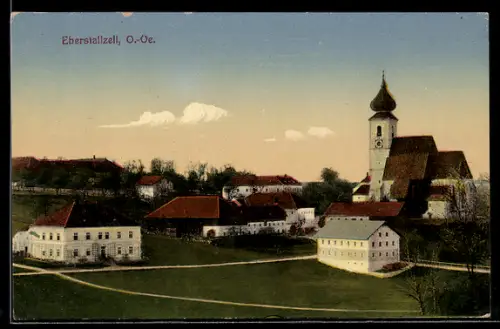 AK Eberstallzell /O. Ö., Ortsansicht mit Kirche aus der Vogelschau