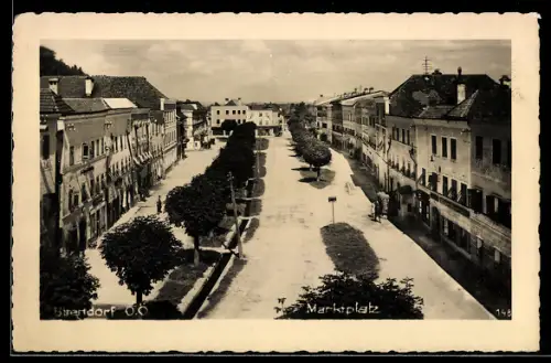 AK Uttendorf /O.Ö., Marktplatz aus der Vogelschau
