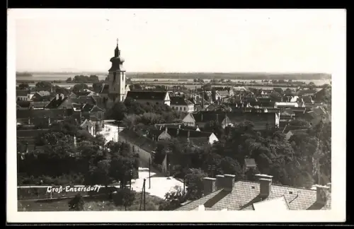 AK Gross-Enzersdorf, Gesamtansicht mit Kirche aus der Vogelschau