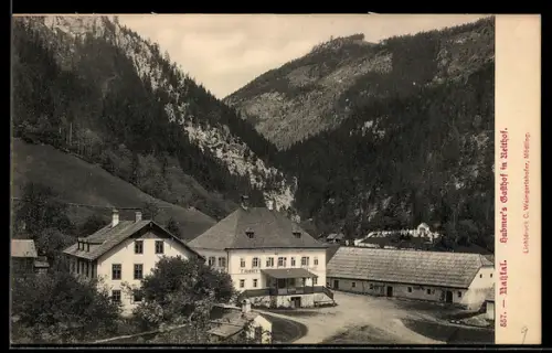 AK Schwarzau im Gebirge, Reithof im Nasstal, Hubmers Gasthof mit Bergpanorama