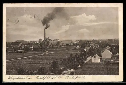 AK Leopoldsdorf im Marchfeld, Zuckerfabrik und Ort