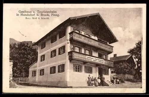 AK Hundsdorf b. Bruck, Gasthaus und Touristenheim Wolf & Scheidl