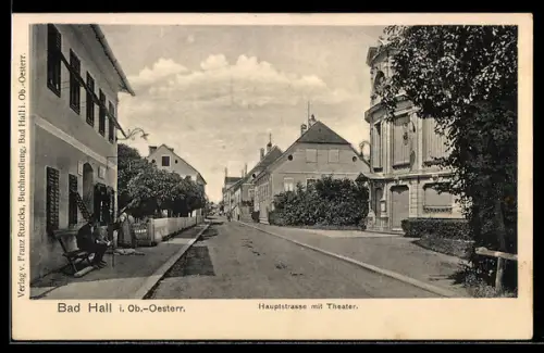 AK Bad Hall i. Ob.-Oesterr., Hauptstrasse mit Theater