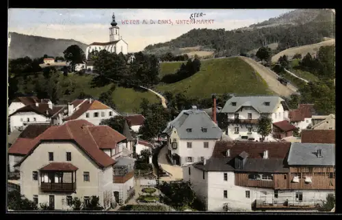 AK Weyer a. d. Enns, Teilansicht mit Kirche