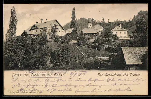 AK Pichl an der Enns, Panorama mit Häusern und Kirche