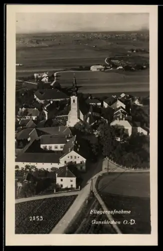 AK Gunskirchen /O.-D., Fliegeraufnahme mit Kirche