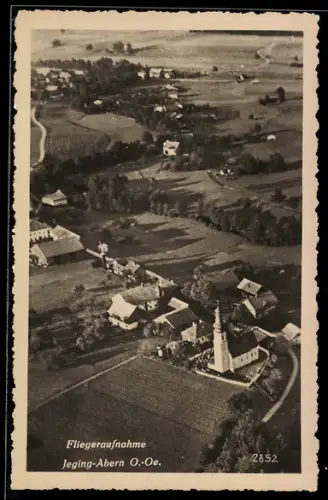 AK Jeging-Abern /O. Ö., Fliegeraufnahme mit Kirche