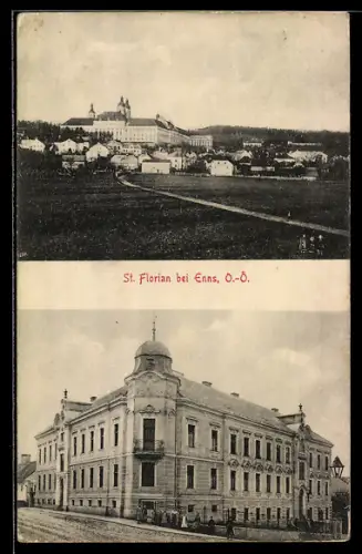 AK St. Florian bei Enns, Stiftsanlage und Ortsansicht