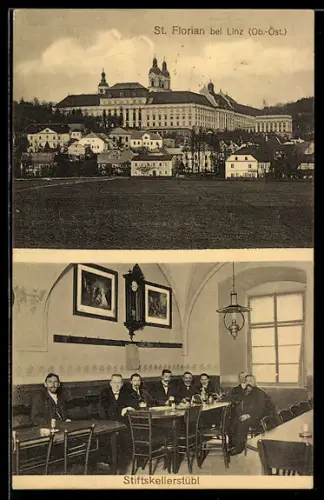 AK St. Florian bei Linz, Panorama, Stiftskellerstübl