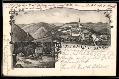 AK Gramastetten, Panorama mit Kirche und Rottelbad