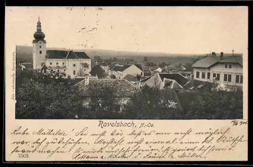 AK Ravelsbach /N.-Öe., Panorama mit Kirche