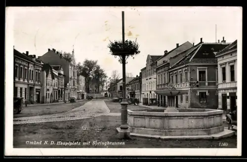 AK Gmünd /N. D., Hauptplatz mit Springbrunnen