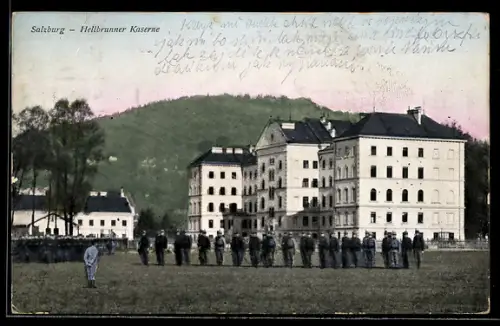 AK Salzburg, Hellbrunner Kaserne mit Soldaten