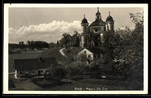 AK Stadl-Paura /Ob. Öst., Teilansicht des Ortes mit Kirche