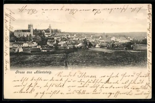 AK Allentsteig, Ortsansicht mit Schloss und Kirche