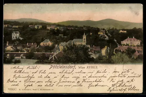 AK Wien, Pötzleinsdorf, Ortsansicht mit Kirche