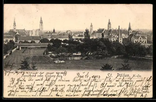 AK St. Pölten /N.-Ö., Ortsansicht vom Eisberg