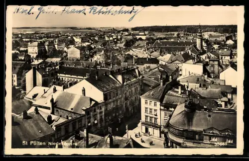AK St. Pölten /Niederdonau, Panorama der Stadt mit Kirche
